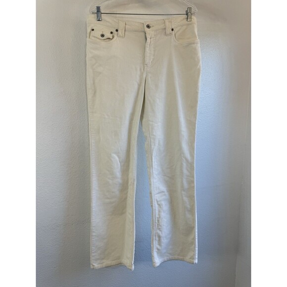 Faded Glory Pants Women 12 White Straight Corduroy Cotton Blend Stretch Y2K 2000 - Picture 1 of 6